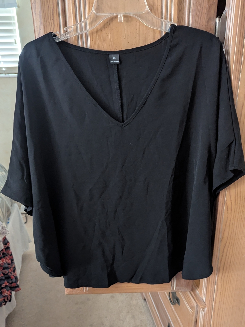 Black V-Neck Women's Top